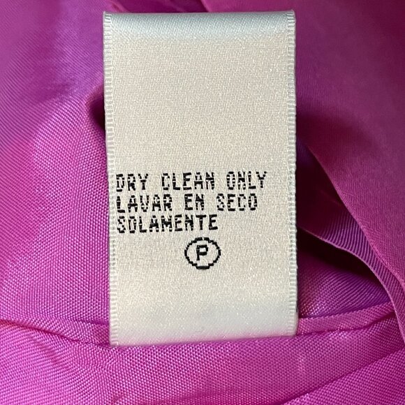 Vtg David Warren Women Embroidered Retro 60s Fuchsia Pink Silk Sheath Dress 6 - Picture 12 of 12